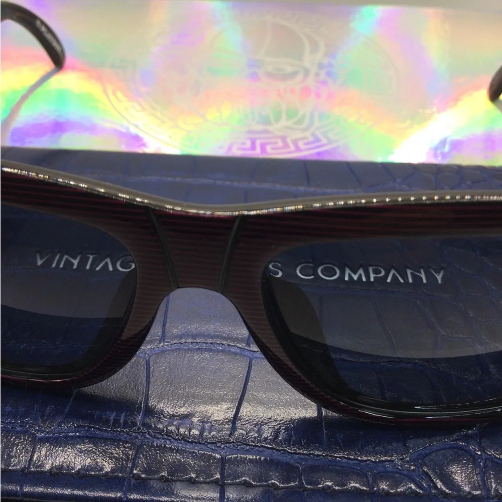 Black Square Sunglasses with Gold Accents